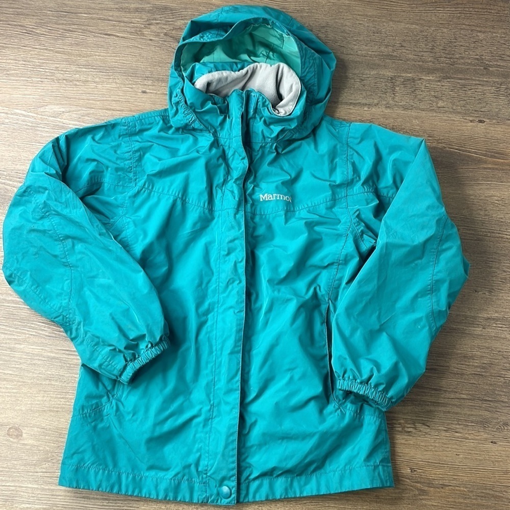 Marmot Girls Turquoise Hooded Jacket, Outer Shell, size medium